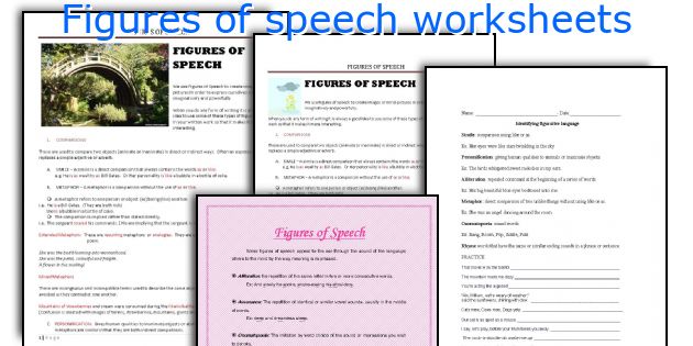 Free Printable Figure Of Speech Worksheets