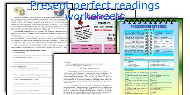 Present perfect readings worksheets