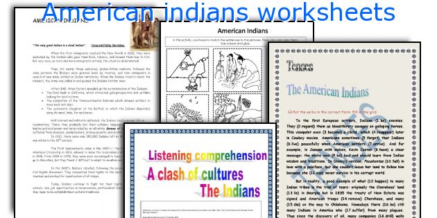 American indians worksheets