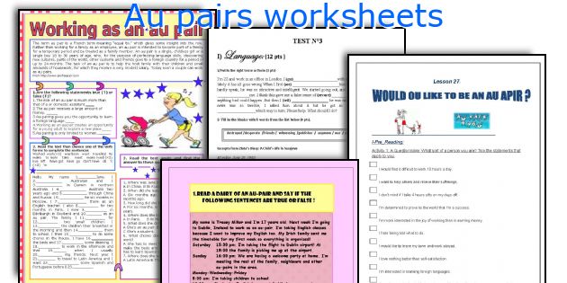 Au pairs worksheets