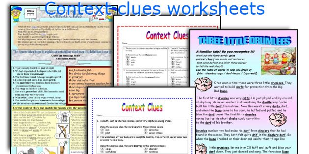 Context clues worksheets