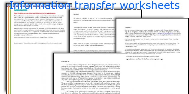 Information transfer worksheets