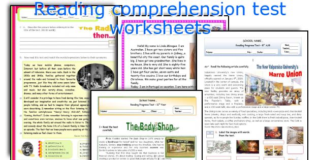 Reading comprehension test worksheets