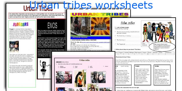 Urban tribes worksheets