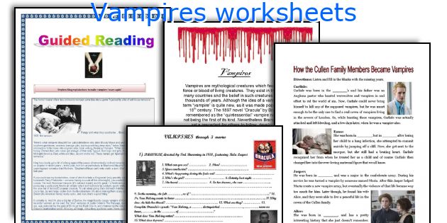 Vampires worksheets