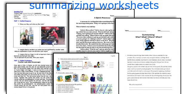 summarizing worksheets