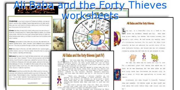 Ali Baba and the Forty Thieves worksheets