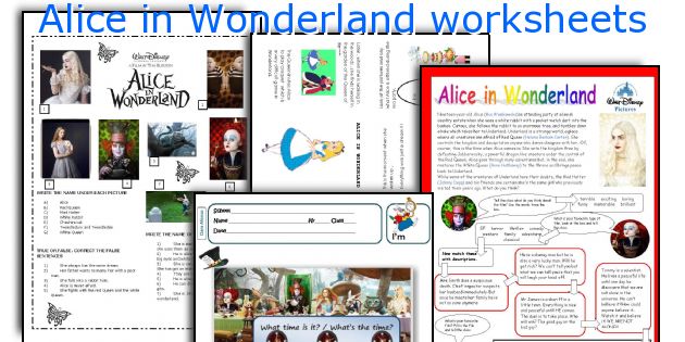 Alice in Wonderland worksheets
