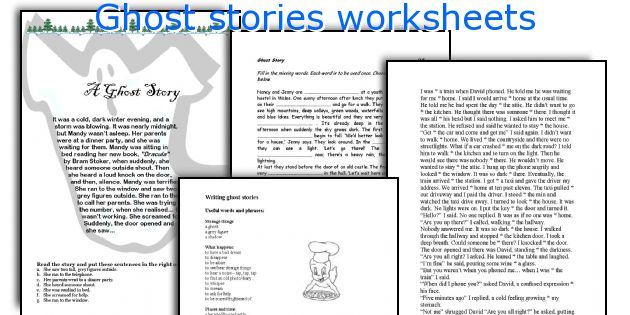 Ghost stories worksheets
