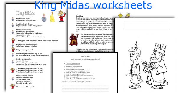 Reading Comprehension Worksheets-King Midas and the Golden Touch Google  Interactive and Printable Resources