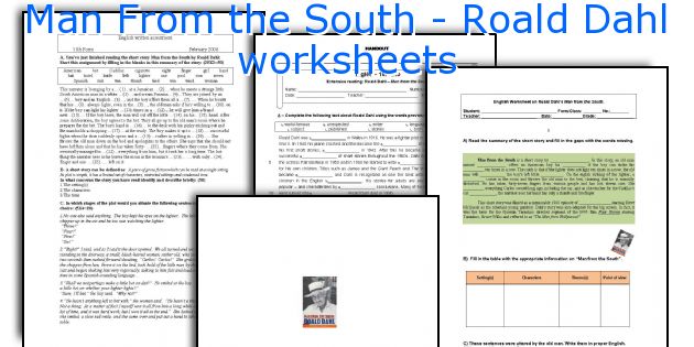 Man From the South - Roald Dahl worksheets