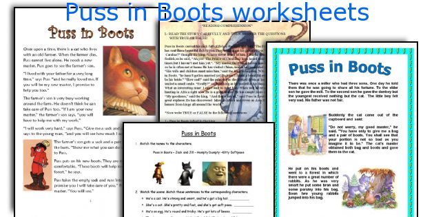 Puss in Boots worksheets
