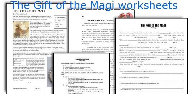 The Gift of the Magi worksheets