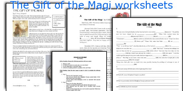 The Gift Of The Magi Worksheets