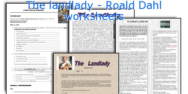 The landlady - Roald Dahl worksheets