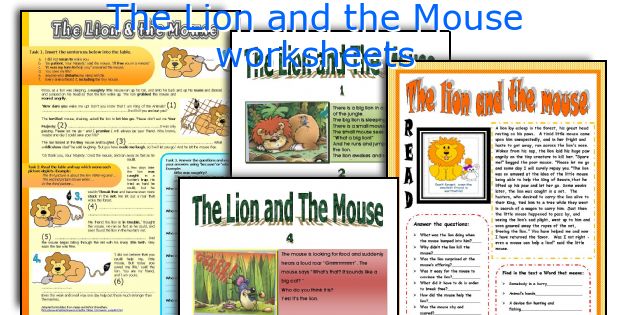 The Lion and the Mouse worksheets