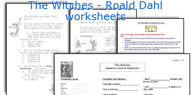 The Witches - Roald Dahl worksheets