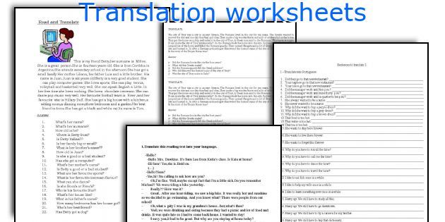 Translation worksheets