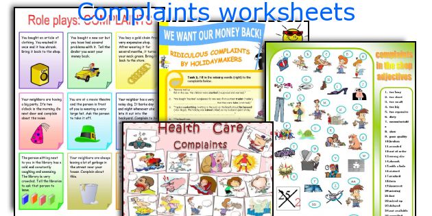Complaints worksheets