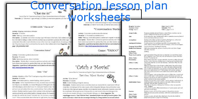 Conversation lesson plan worksheets