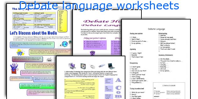 Debate language worksheets