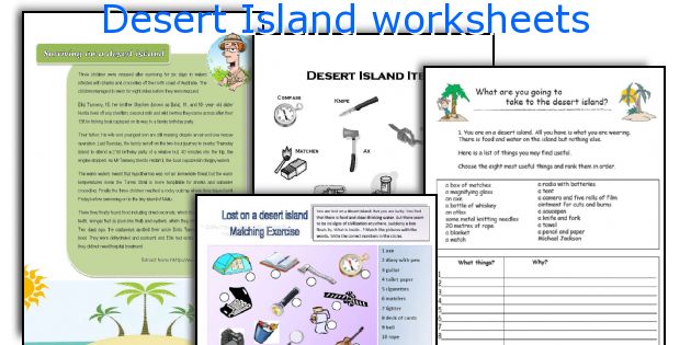 Desert Island worksheets