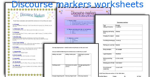 Discourse markers worksheets