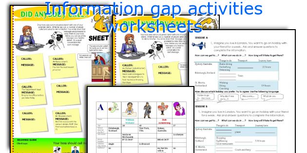 Information gap activities worksheets