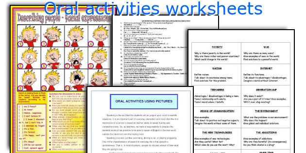 Oral activities worksheets