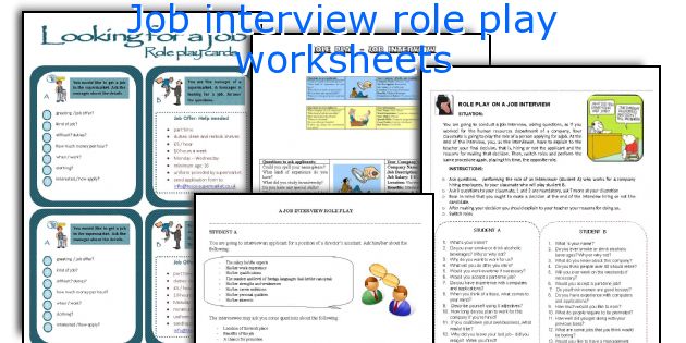 Job interview role play worksheets