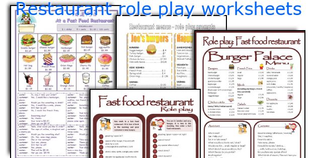 Restaurant role play worksheets