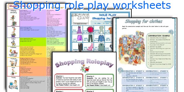 Shopping role play worksheets