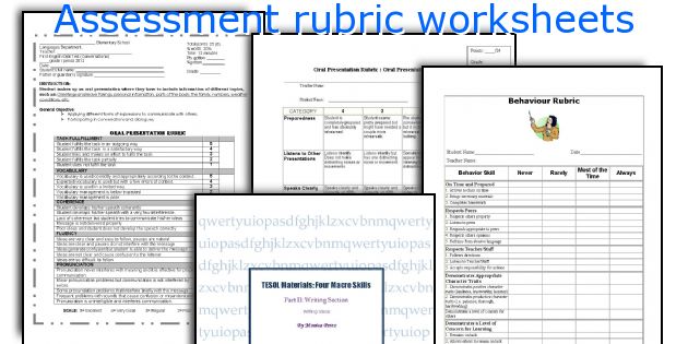 Assessment rubric worksheets