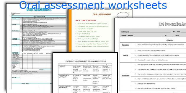 Oral assessment worksheets