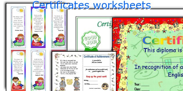 Certificates worksheets