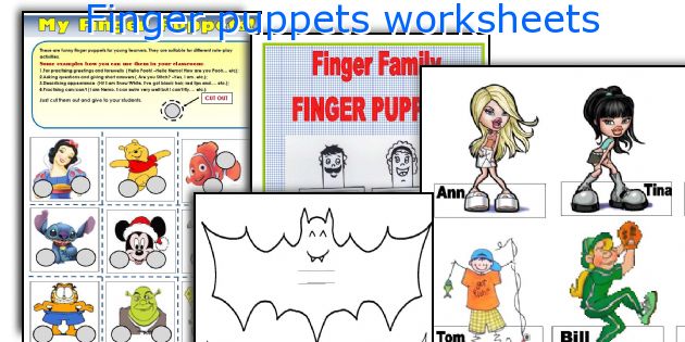 Finger puppets worksheets