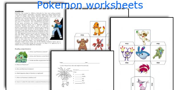 Pokemon worksheets