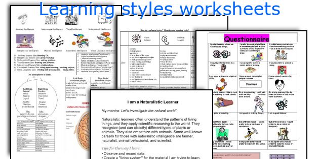 Learning styles worksheets