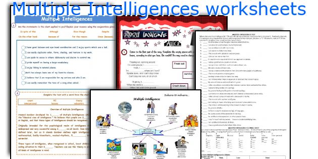 Multiple Intelligences worksheets