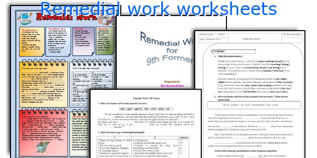 Remedial work worksheets