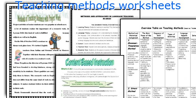 Teaching methods worksheets