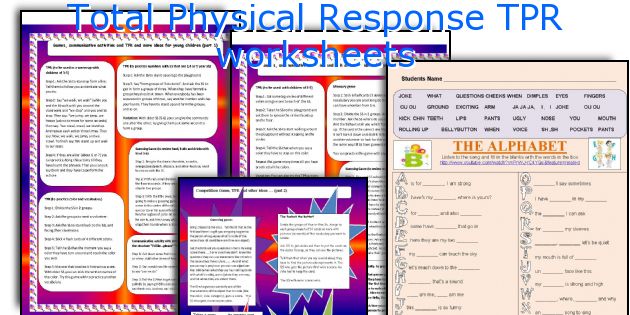 Total Physical Response TPR worksheets