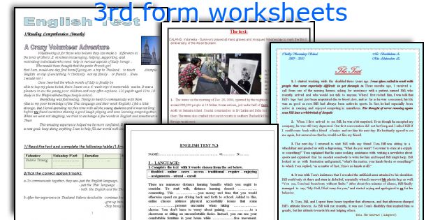 3rd form worksheets