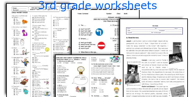 3rd grade worksheets