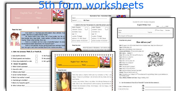 5th form worksheets