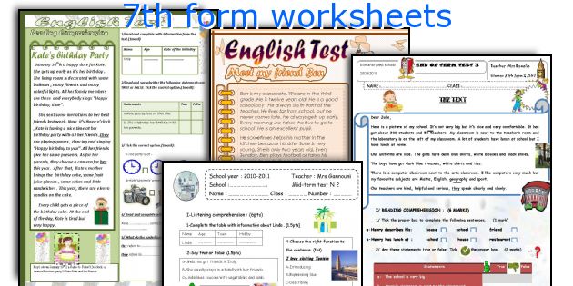 7th form worksheets