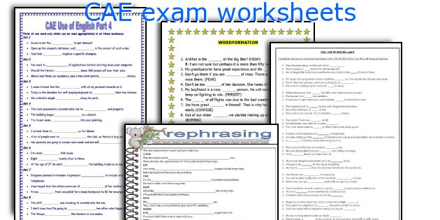 CAE exam worksheets