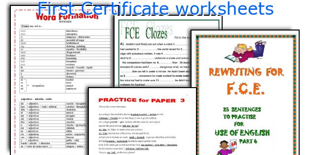 First Certificate worksheets