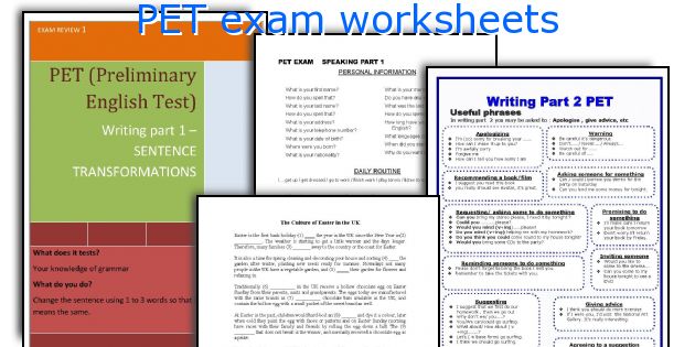 PET exam worksheets