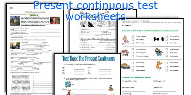 Present continuous test worksheets